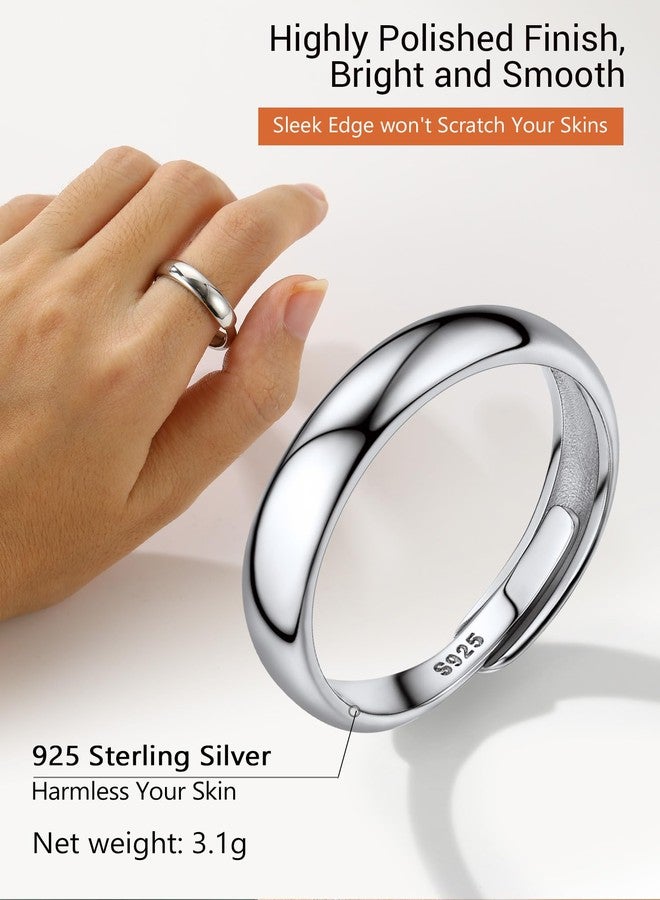 PROSILVER Sterling Plain Silver Rings Band For Women Wedding Bands Adjustable Ring - Image 4